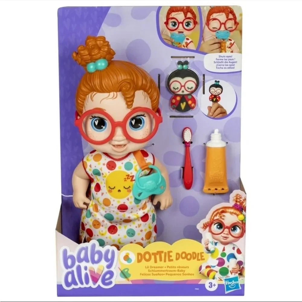 Baby Alive Lil Dreamer Dottie Doodle Baby Doll Sleepover Toy With Glasses